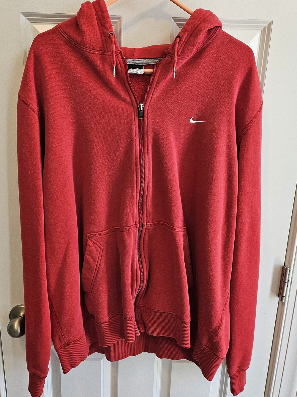 Nike Red Full‑Zip Hooded Sweatshirt with Swoosh